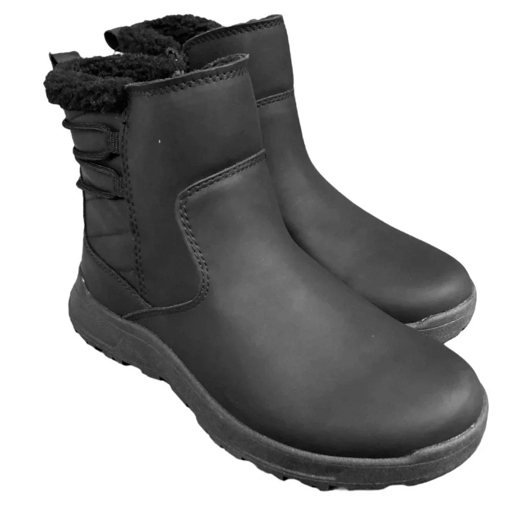 Eddie Bauer Womens Winter Boot Size 8 Black Siren Faux Lined Ankle Rain Snow